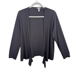 Easywear By Chico's Brown Long Sleeve Ribbed Stretchy Open Blouse Size L